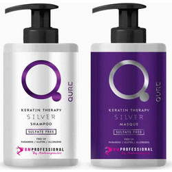 Qure Therapy Silver Σετ Περιποίησης Μαλλιών με Κερατίνη Μάσκα 300ml + Σαμπουάν 300ml