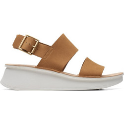 Clarks Velhill Strap Ανατομικές Καλοκαιρινές Γυναικείες Πλατφόρμες Χαμηλές Δερμάτινες Ταμπά 26170823