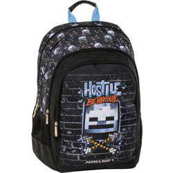 Graffiti Minecraft Wall Σχολική Τσάντα Πλάτης Δημοτικού Μαύρη 258212