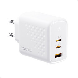 Voltme Revo 67 Φορτιστής χωρίς Καλώδιο με Θύρα USB-A & 2 Θύρες USB-C 67W Quick Charge 3.0 & Power Delivery White