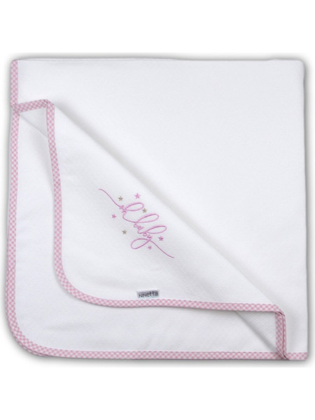 Ninetta Bebe 502 Baby Πάνα Αγκαλιάς Πικέ Λευκή Ροζ 90x90cm