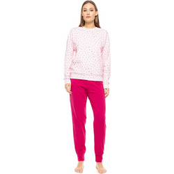 Pink Label Σετ Γυναικείες Πιτζάμες Χειμωνιάτικες Βαμβακερές Φούξια W1774