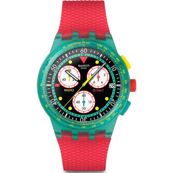 Swatch Ανδρικό Ρολόι Χρονογράφος με Κόκκινο Καουτσούκ Λουράκι SUSG409