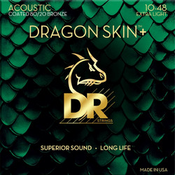 DR Strings Dragon Skin+ Coated DA8-10 Σετ 6 Χορδές Ακουστικής Κιθάρας 80/20 Bronze 10-48" Extra Light Tension