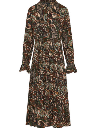 Funky Buddha Maxi Καθημερινό Φόρεμα Μεταξωτό Καφέ FBL012-123-13