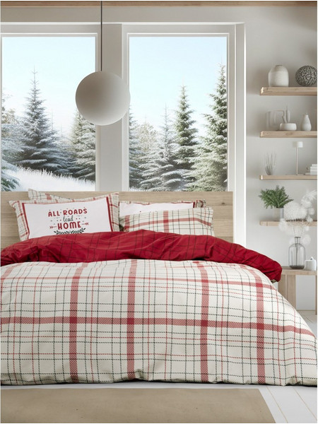 Nima Σετ Σεντόνια King Size Βαμβακερά 265x280 Home Bliss Κόκκινο Μπεζ