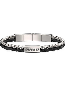 Ducati Drifter Ανδρικό Βραχιόλι Χειροπέδα από Δέρμα & Ατσάλι Ασημί DTAGB0005102