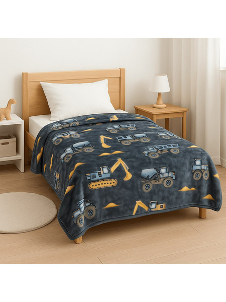 Astron Παιδική Κουβέρτα Βελουτέ Trucks 150x220 Navy Μπλε