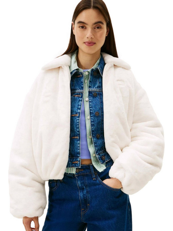 Tommy Jeans Γυναικεία Γούνα Κοντή Εκρού DW0DW21669-YBH