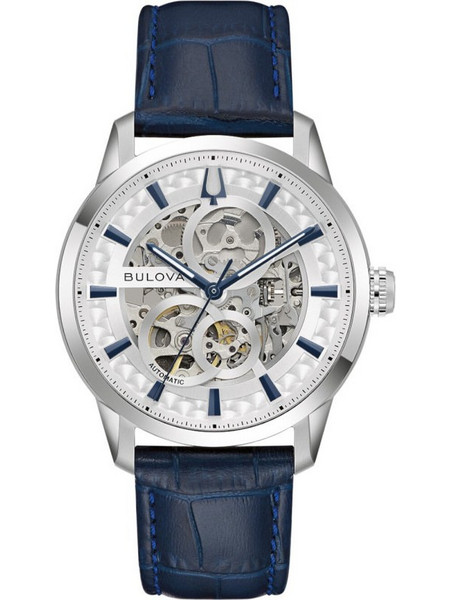 Bulova Sutton Ανδρικό Ρολόι Αυτόματο με Μπλε Δερμάτινο Λουράκι 96A330