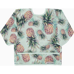 Twistshake Pineapple Αδιάβροχη Σαλιάρα Ποδιά Πλαστική Τσέπη & Μανίκια 12m+ Πράσινο Mint