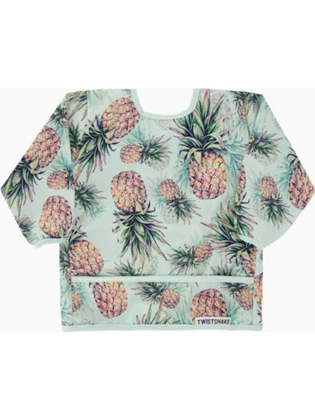 Twistshake Pineapple Αδιάβροχη Σαλιάρα Ποδιά Πλαστική Τσέπη & Μανίκια 12m+ Πράσινο Mint
