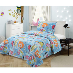 Dimcol Σετ Παιδικό Κουβερλί Μονό Microfiber με Μαξιλαροθήκη 160x220 415 Γαλάζιο