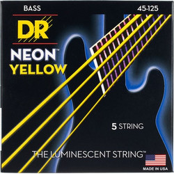 DR Strings Neon Yellow NYB5-45 Σετ 5 Χορδές Ηλεκτρικού Μπάσου Nickel Plated Steel 45-125"