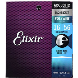 Elixir Strings Polyweb 11125 Σετ 6 Χορδές Ακουστικής Κιθάρας 80/20 Bronze 16-56"