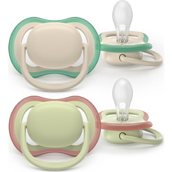 Philips Avent Ultra Air Ορθοδοντικές Πιπίλες Σιλικόνης 6-18m Μπεζ Πράσινο 2τμχ SCF087/16