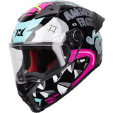 Axxis Fenix Angry Face B8 Black Blue Pink Κράνος Μηχανής Full Face 1550gr