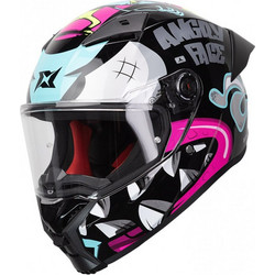 Axxis Fenix Angry Face B8 Black Blue Pink Κράνος Μηχανής Full Face 1550gr