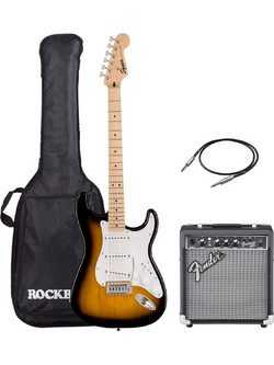 Fender Squier Sonic Bundle Ηλεκτρική Κιθάρα 4/4 ST Style με Μαγνήτες SSS & Ταστιέρα Maple 2-Color Sunburst