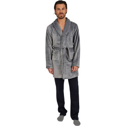 Mario Uomo Χειμωνιάτικη Ανδρική Ρόμπα Fleece Γκρι 25655