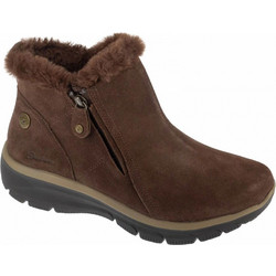 Skechers Easy Going - High Zip 2 Γυναικεία Μποτάκια Αστραγάλου Suede Καφέ με Γούνα 168042-CHOC