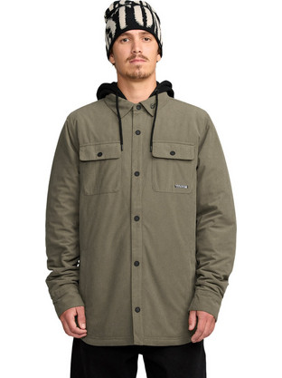 Volcom Kenson Ανδρικό Πουκάμισο Κοτλέ Μακρυμάνικο Κανονική Γραμμή με Mao Γιακά Χακί G1652601-MIL
