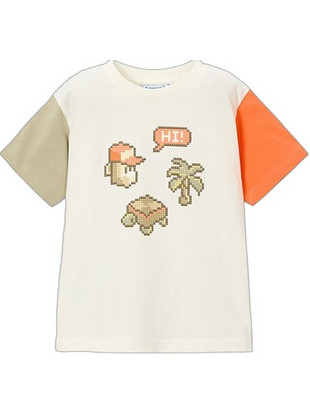 Mayoral Παιδικό T-Shirt Κοντομάνικο Μπεζ Πορτοκαλί 26-03076-078
