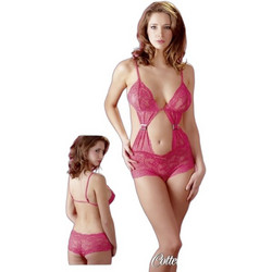Cottelli Sexy Κορμάκι Μποξεράκι See Through με Δαντέλα Φούξια 4024144175512