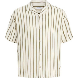 Jack & Jones Ανδρικό Πουκάμισο Βαμβακερό Ριγέ Κοντομάνικο Κανονική Γραμμή Μπεζ 12288853