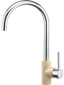 Sanitec Doppio Granite Cappuccino Μπαταρία Κουζίνας Πάγκου Διπλής Παροχής Ανάμεικτη Μπεζ