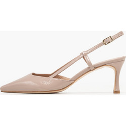 Mourtzi Γόβες Slingback Λουστρίνι με Λεπτό Χαμηλό Τακούνι Μπεζ 55-56106