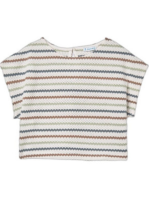 Mayoral Παιδικό Crop Top Κοντομάνικο Μπεζ Καφέ Μπλε 26-06022-033