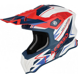 Acerbis Airstrike-X Fiberglass White Blue Red Κράνος Μηχανής Motocross 1200gr