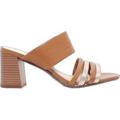 Clarks Γυναικεία Πέδιλα Δερμάτινα Ταμπά με Χοντρό Ψηλό Τακούνι 211261-201-04