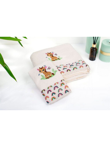 Dimcol Giraffe 173 Σετ Βρεφικές Πετσέτες 2τμχ 400gr/m²