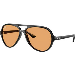 Ray-Ban RB4125 60133 Ανδρικά Γυαλιά Ηλίου Aviator Κοκάλινα Μαύρα με Πορτοκαλί Φακό
