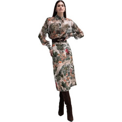 Toi & Moi Μίντι Φούστα Υφασμάτινη Ψηλόμεση Floral Εκρού Χακί 10-4020-126