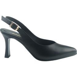 Ragazza Γόβες Slingback Δερμάτινες με Λεπτό Ψηλό Τακούνι Μαύρες 084