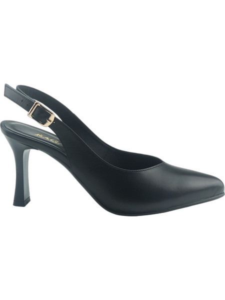 Ragazza Γόβες Slingback Δερμάτινες με Λεπτό Ψηλό Τακούνι Μαύρες 084