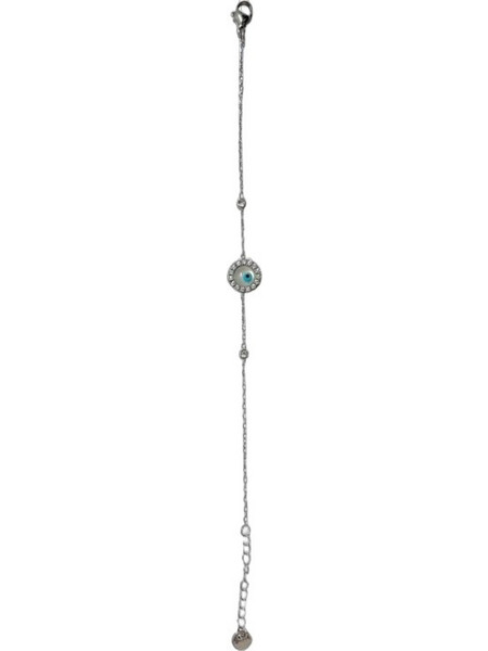 RO Accessories Γυναικείο Βραχιόλι Αλυσίδα με Ματάκι Ασημί BR117