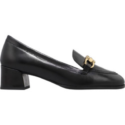 Boss Shoes Γόβες Δερμάτινες με Χοντρό Χαμηλό Τακούνι Μαύρες CW40033-BLK