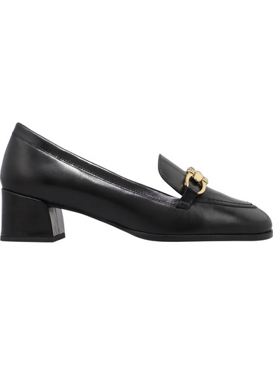 Boss Shoes Γόβες Δερμάτινες με Χοντρό Χαμηλό Τακούνι Μαύρες CW40033-BLK