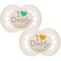 Mam Original I Love Daddy Ορθοδοντικές Πιπίλες Σιλικόνης 16+m Λευκές 2τμχ 265SU1c