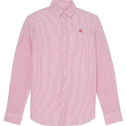 Timberland Ανδρικό Πουκάμισο Βαμβακερό Ριγέ Μακρυμάνικο Κανονική Γραμμή Ροζ TB0A44C7A7F
