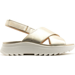 Clarks Δερμάτινα Γυναικεία Σανδάλια Χρυσά 26185882
