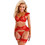 Adalet Natalie Σετ Sexy Εσώρουχα See Through με Δαντέλα & Ζαρτιέρες Κόκκινα