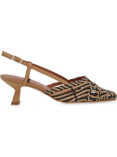 Angel Alarcon Γόβες Slingback με Λεπτό Χαμηλό Τακούνι Μπεζ 25063-416C