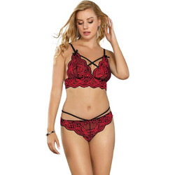 Subblime Σετ Sexy Εσώρουχα See Through με Δαντέλα Μαύρα Κόκκινα D-231072