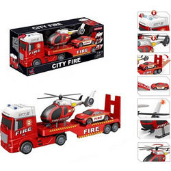 Blue Toys Πυροσβεστικό Φορτηγό με Ελικόπτερο & Όχημα