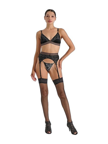 Milena By Paris Σετ Sexy Εσώρουχα με Ζαρτιέρες Μαύρα Ασημί 10208-5428